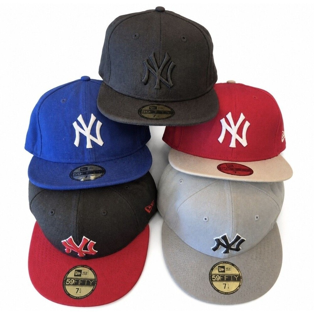 Lot of 5 New York Yankees New Era 59FIFTY Fitted Hats Size 7 1/4 MLB